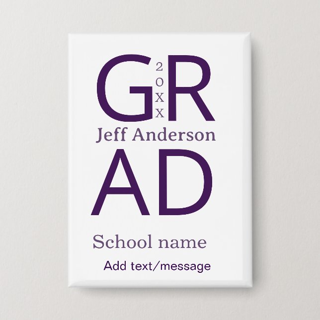 Grad typography modern graduation simple minimal c button (Front)