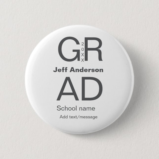 Grad typography modern graduation simple minimal c button (Front)