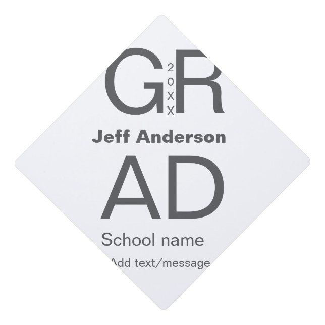 Grad typography modern graduation simple minimal c cap topper (Front)