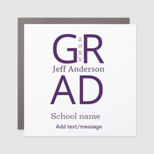 Grad typography modern graduation simple minimal c car magnet