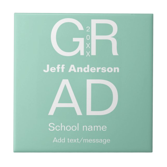 Grad typography modern graduation simple minimal c ceramic tile (Front)