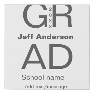 Grad typography modern graduation simple minimal c faux canvas print