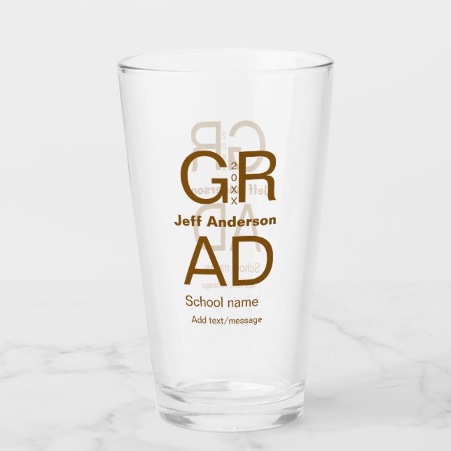 Grad typography modern graduation simple minimal c glass (Front)