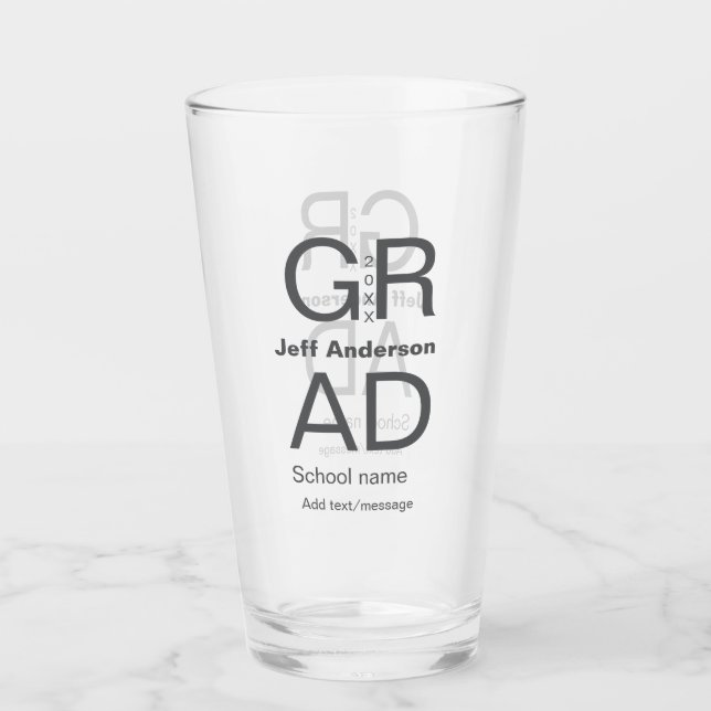 Grad typography modern graduation simple minimal c glass (Front)
