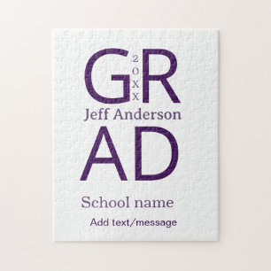 Grad typography modern graduation simple minimal c jigsaw puzzle