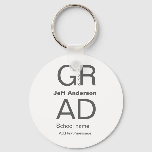 Grad typography modern graduation simple minimal c keychain (Front)