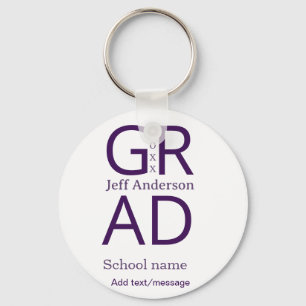 Grad typography modern graduation simple minimal c keychain