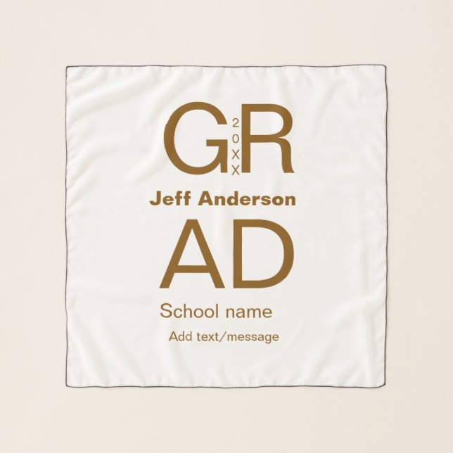 Grad typography modern graduation simple minimal c scarf (Front)
