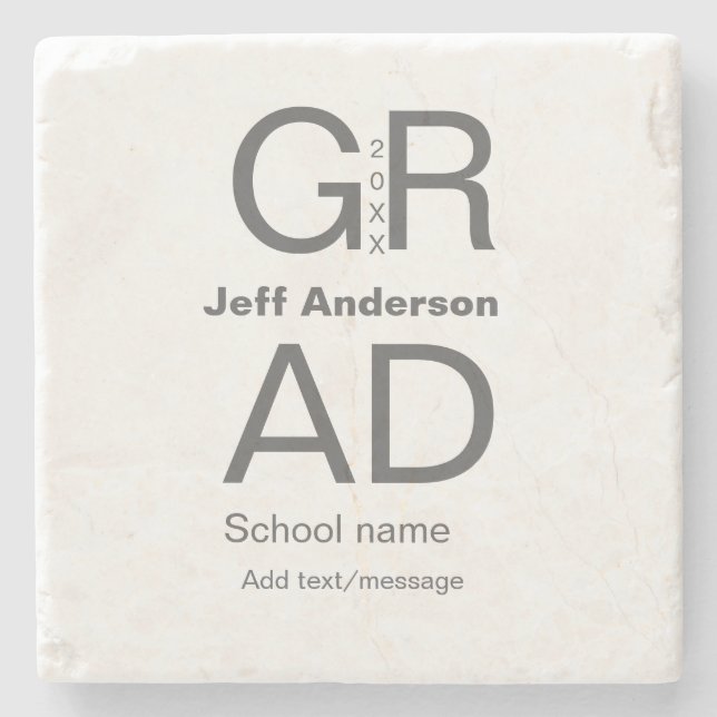 Grad typography modern graduation simple minimal c stone coaster (Front)