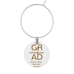 Grad typography modern graduation simple minimal c wine charm