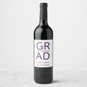 Grad typography modern graduation simple minimal c wine label