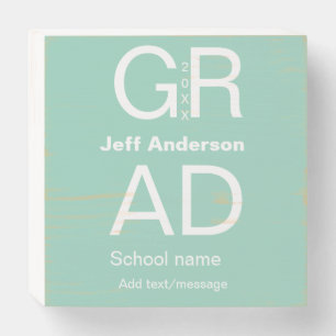 Grad typography modern graduation simple minimal c wooden box sign