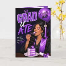Grad U Ate Class of 2026 Black Woman Purple Grad