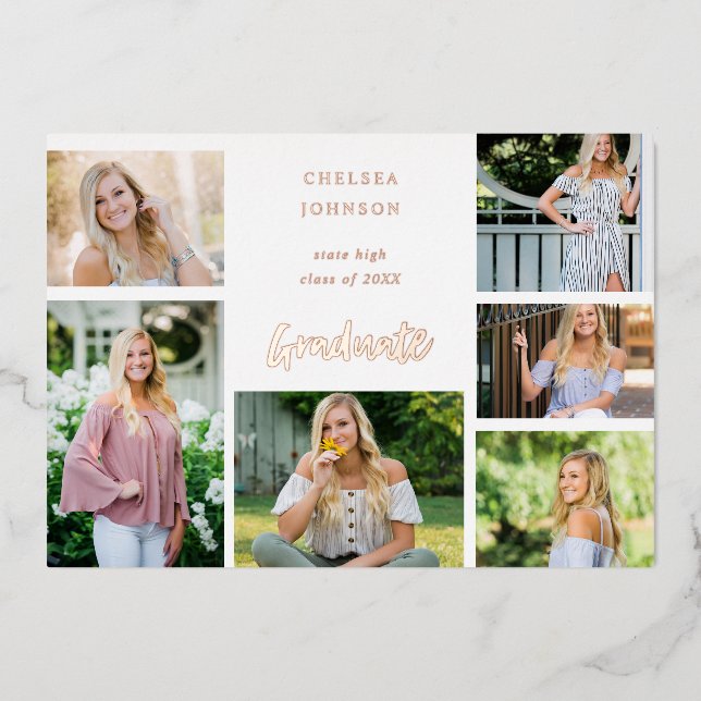 Grad U Multi 6 Photo Foil Graduation Announcement (Front)