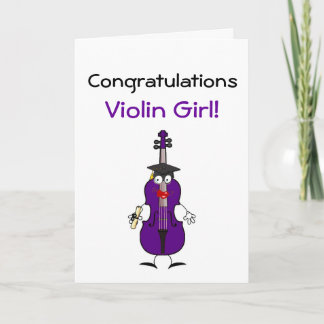 Grad Violin Girl Card (Purple)