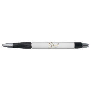 Grad white gold custom script class year elegant pen