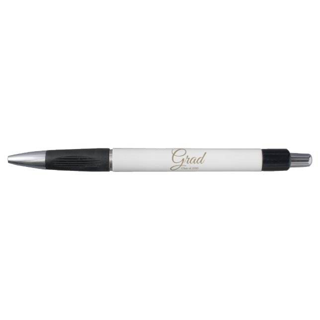Grad white gold custom script class year elegant pen (Front)