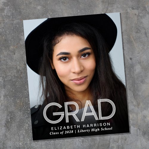 Grad White Typography Photo Budget Announcement