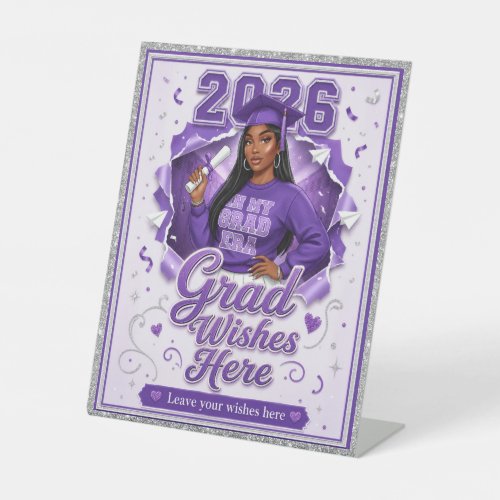 Grad Wishes 2026 Grad Era Purple Pedestal Sign
