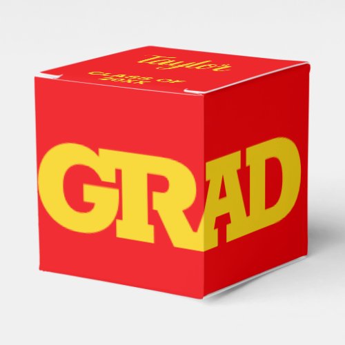 GRAD Yellow and Red Graduation Party Favor Boxes