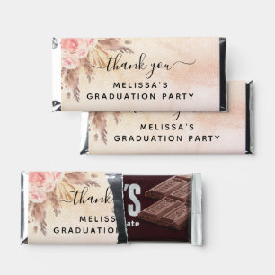 Gradation party pampas grass blush pink rose gold hershey bar favors