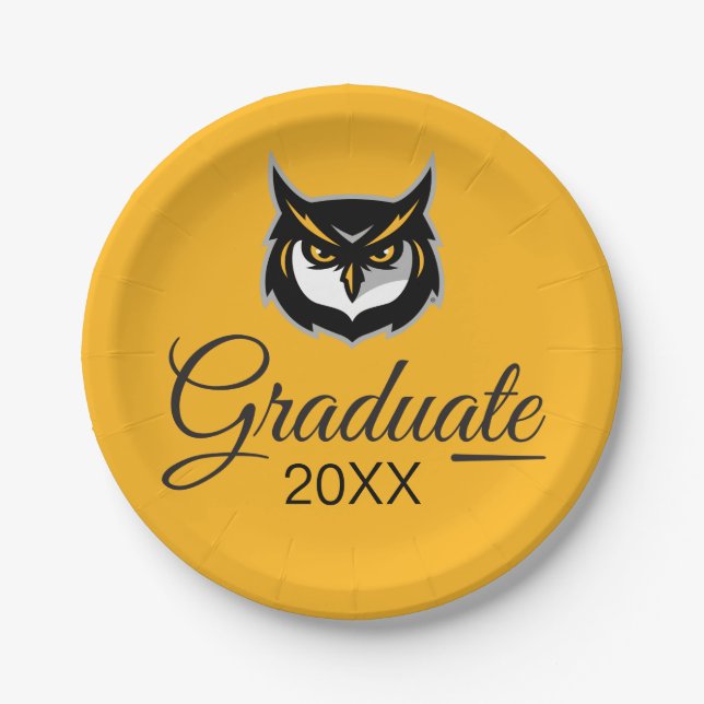 Gradauation Kennesaw Owl Logo Paper Plates (Front)