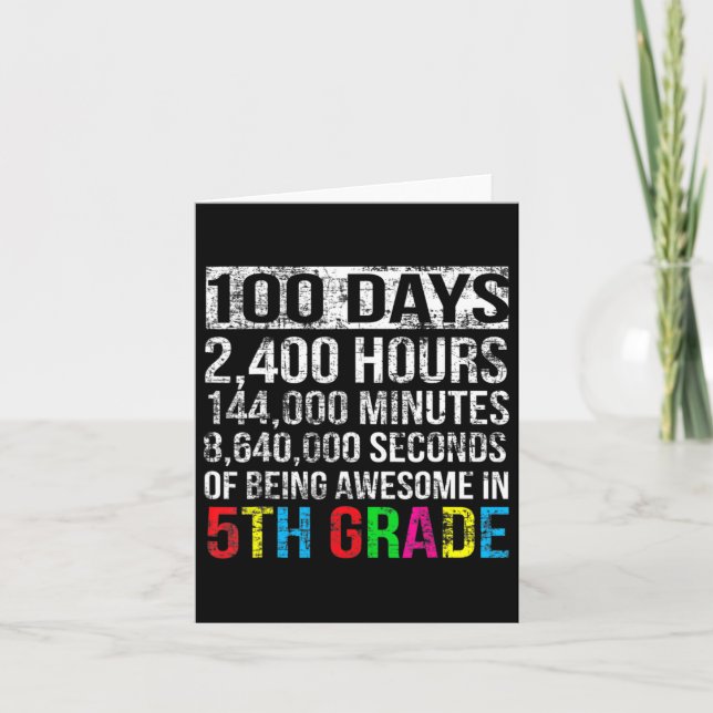 Grade 100 Day Countdown 100 Days Of School Gifts T Card (Front)