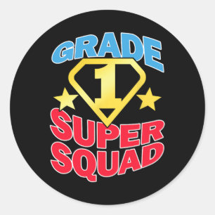 Grade 1 Super Squad Superhero Teacher Team Classic Round Sticker