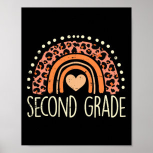 Grade 2nd Rainbow First Day Of School Teacher Girl Poster