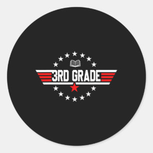 Grade 3rd Third Grade Back To School First Day Boy Classic Round Sticker