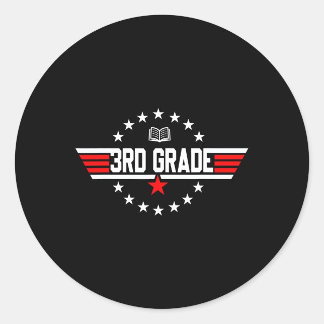 Grade 3rd Third Grade Back To School First Day Boy Classic Round Sticker (Front)