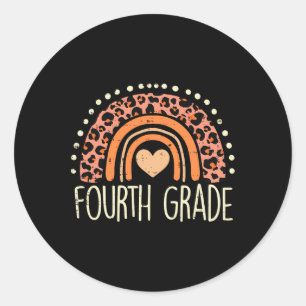 Grade 4th Rainbow First Day Of School Teacher Girl Classic Round Sticker