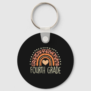 Grade 4th Rainbow First Day Of School Teacher Girl Keychain
