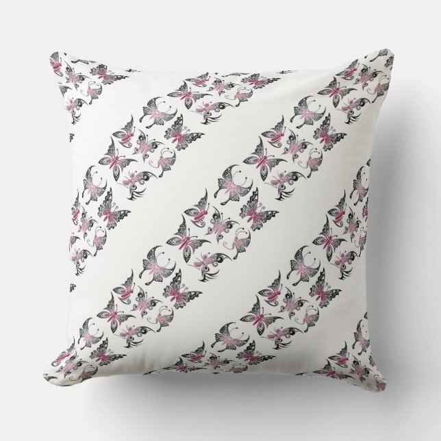 Grade A Cotton Throw Pillow 20x20/Butterflies (Front)