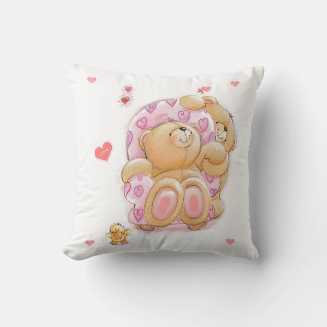 Grade A Cotton Throw Pillow/Bears Pillow (Front)