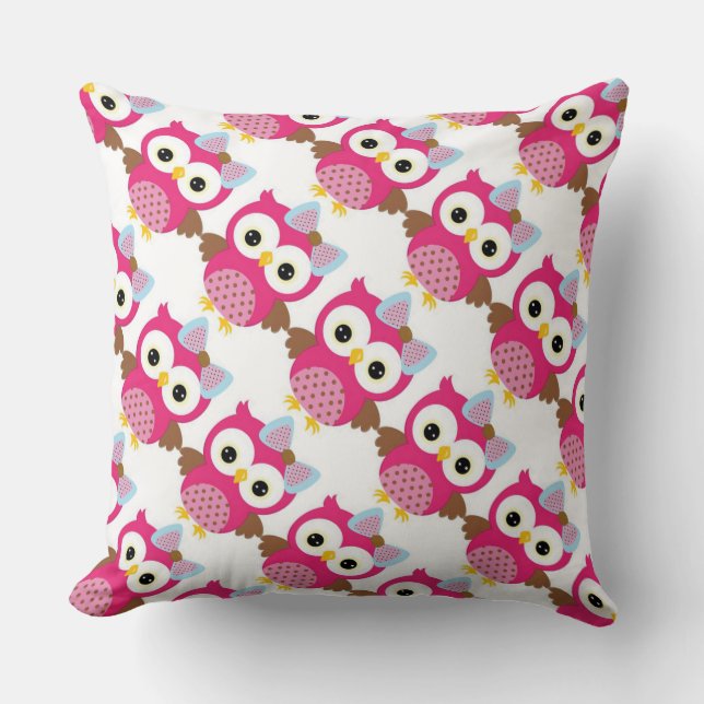 Grade A Cotton Throw Pillow/Owls Pillow (Front)