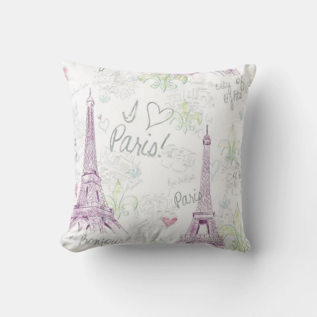 Grade A Cotton Throw Pillow/Paris Pillow (Front)