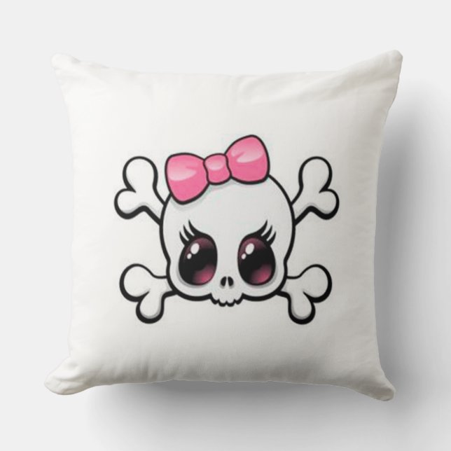 Grade A Cotton Throw Pillow/Skull Pillow (Front)