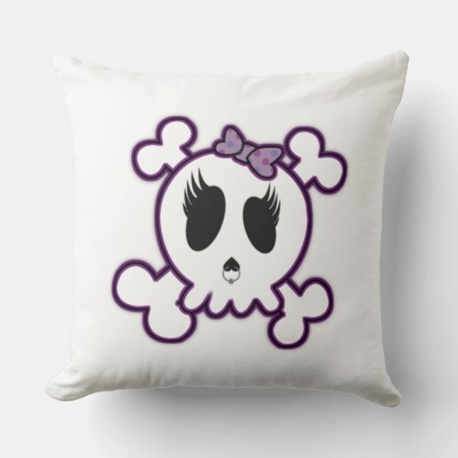 Grade A Cotton Throw Pillow/Skull Pillow (Front)