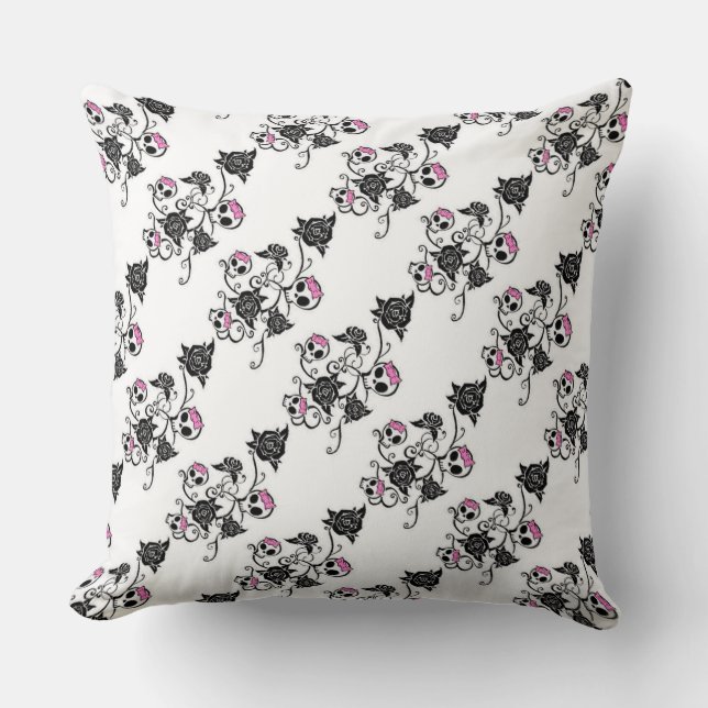 Grade A Cotton Throw Pillow/Skulls Pillow (Front)