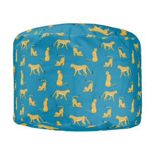 Grade A Woven cotten adorable cheetah tiger blue Pouf