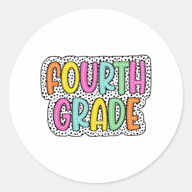 Grade Back To School Dalmatian Dots Teacher Studen Classic Round Sticker (Front)