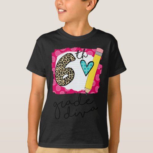 Grade Diva Leopard First Day Of School Girl Clothe T_Shirt