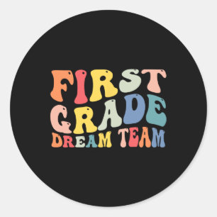 Grade Dream Team Teachers Boys Kids Retro Back To Classic Round Sticker