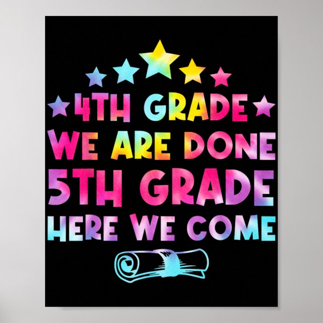 Grade Graduation Tie Dye 5th Grade Here We Come  Poster (Front)