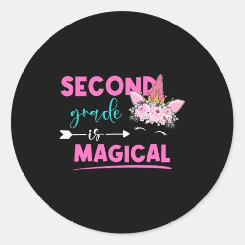 Grade Is Magical Unicorn 2nd Grade Teacher Student Classic Round Sticker