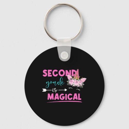 Grade Is Magical Unicorn 2nd Grade Teacher Student Keychain