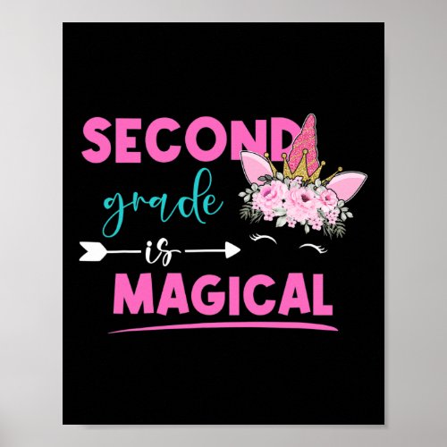 Grade Is Magical Unicorn 2nd Grade Teacher Student Poster