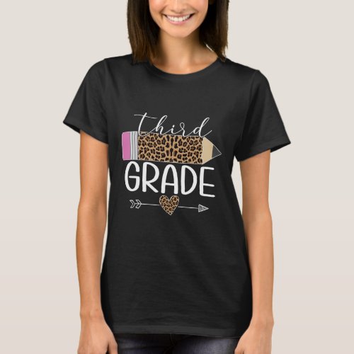 Grade Leopard Pencil Back To School Teachers Stude T_Shirt