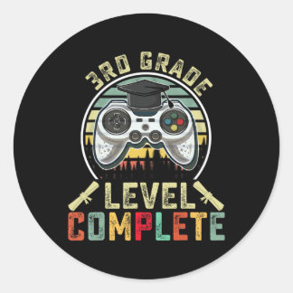 Grade Level Complete Gamer 3rd Grade Graduation Gi Classic Round Sticker